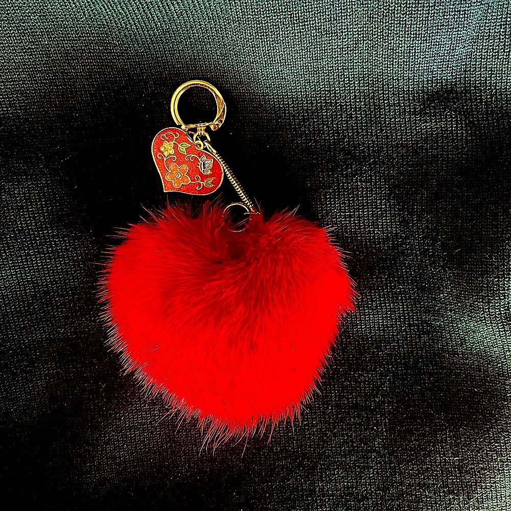 VALENTINES❣️ Custom made genuine mink ❤️ shaped keychain or handbag or backpack